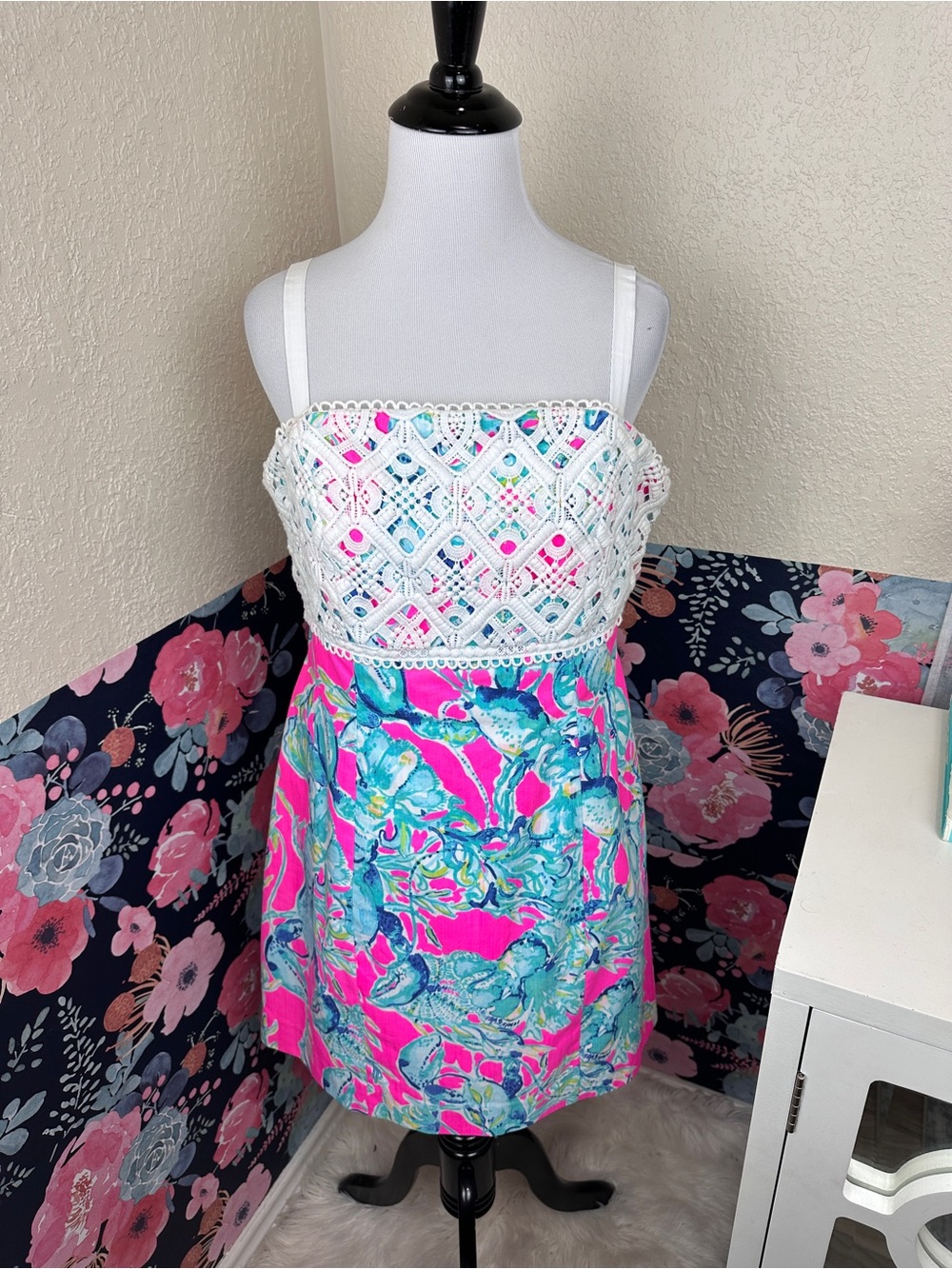 NWT Lilly Pulitzer Brynn Lobsters In Love Pink Raz Berry Strapless Dress Size 10